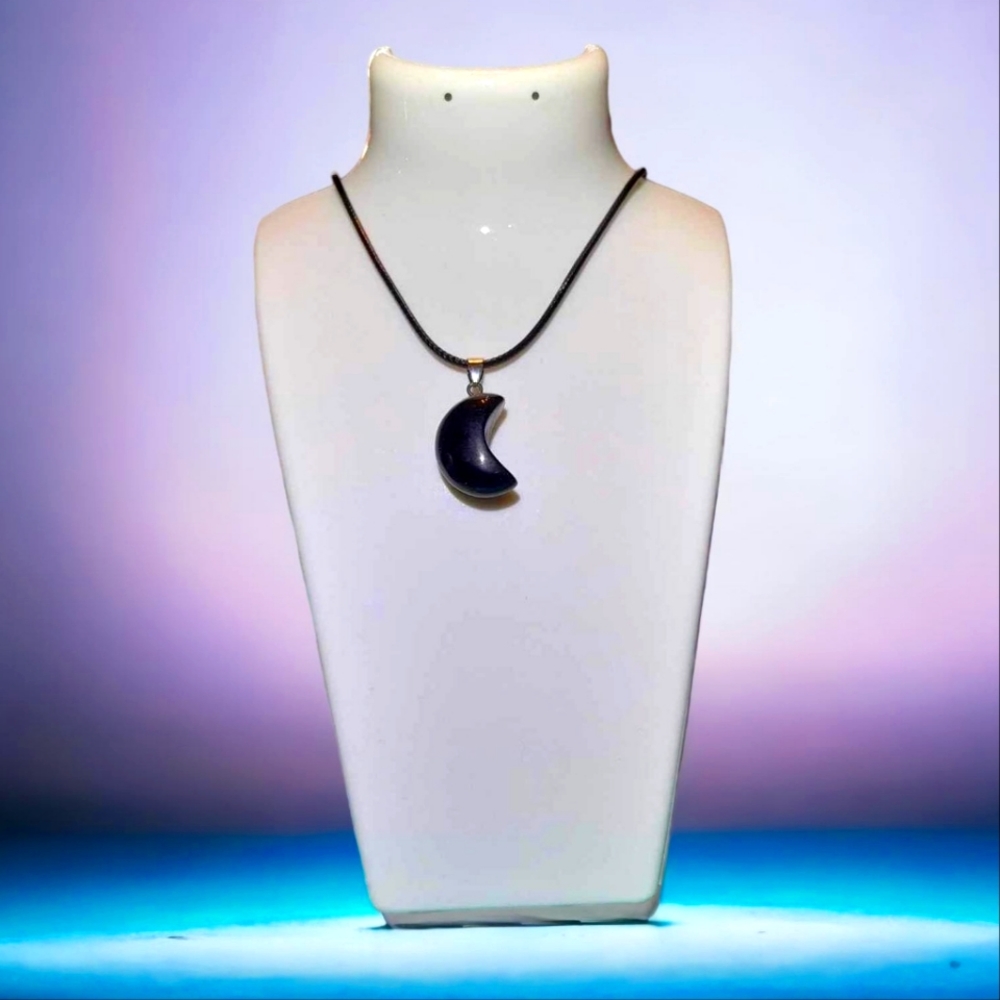 Black Onyx Crescent Moon Necklace